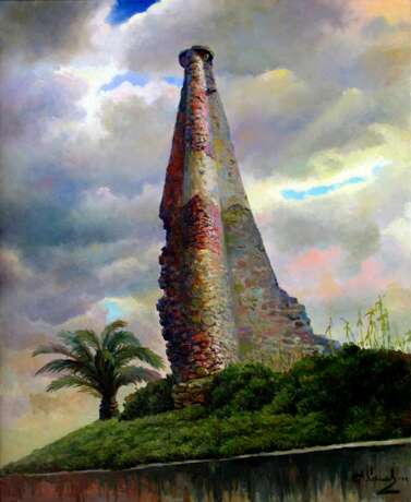 Painting “Barkush Tower in Tower in Marcuse 1”, Canvas, Oil paint, Realist, Landscape painting, Portugal, 2003 - photo 1