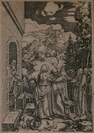 KONVOLUT GRAFIK 4 Blatt mit Szenen aus dem Marienleben: 'Joachim vor dem Engel', 'Heimsuchung', 'Geburt der Maria' und 'Die Ruhe auf der Flucht'. - photo 2