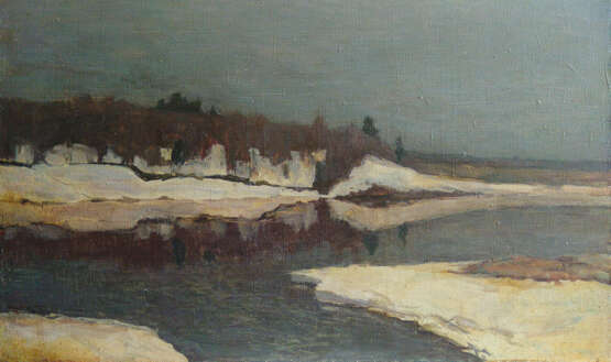 “Early spring.” Canvas Oil paint Realist Landscape painting 1992 - photo 1