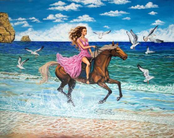 “Flying on the waves” Canvas Oil paint Realist Everyday life 2020 - photo 1