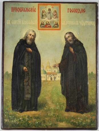 Patronatsikone mit den Heiligen Sergij von Walaam und Herrmann dem Wundertäter - фото 1
