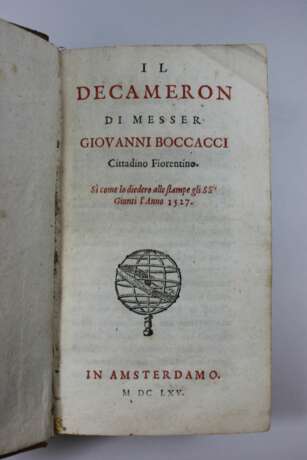 Il Decameron di Messer Giovanni Boccacci Cittadino Fiorentino. Amsterdam 1665. Seiten: 744 - photo 2