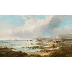 WILSON, JOHN JAMES (1818-1875) "Uferszene mit Fischern vor der Küste"