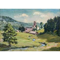HIRSCHING, AUGUST (1889-1962), "Burgruine in Bergtal",