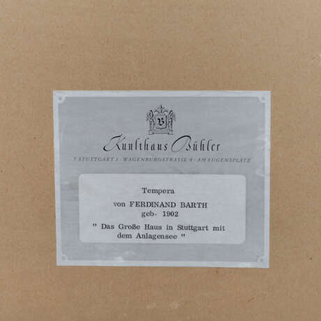 BARTH, FERDINAND (Darmstadt 1902-1979 Lautertal), "Das Große Haus in Stuttgart mit dem Anlagensee", - фото 6