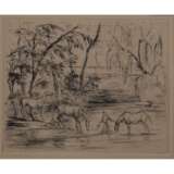 MEID, HANS (1883-1957), "Rossebändiger mit drei Pferden am Flussufer", - Foto 1