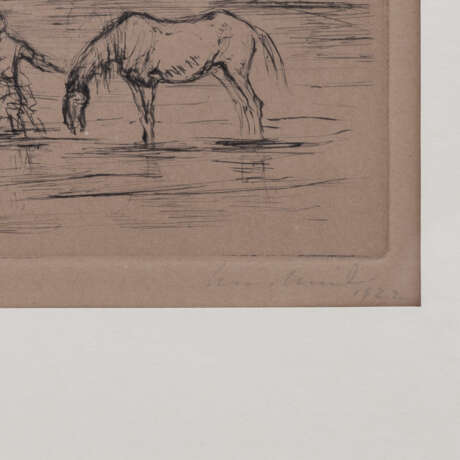 MEID, HANS (1883-1957), "Rossebändiger mit drei Pferden am Flussufer", - Foto 3