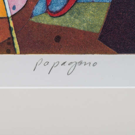 HOFMANN, GERHARD (geb.1960), 5 Farbaqutintaradierungen "Papageno" u.a., - Foto 6