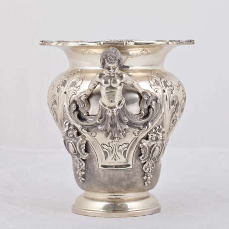 Изящная серебряная ваза/кашпо с литыми фигурами - фото 2