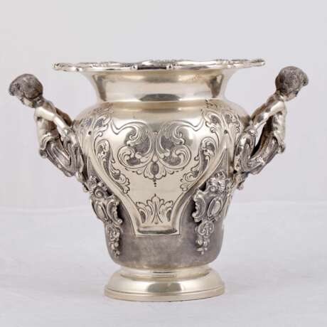 Изящная серебряная ваза/кашпо с литыми фигурами - фото 3