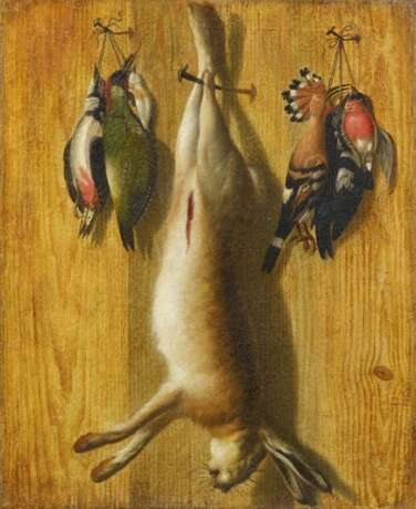 Голландский Мастер. Tompe l'oeil mit erlegtem Hasen und Singvögeln - фото 1