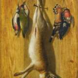 Niederländischer Meister. Tompe l'oeil mit erlegtem Hasen und Singvögeln - Foto 2