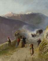 Reisende auf dem Gebirgspass