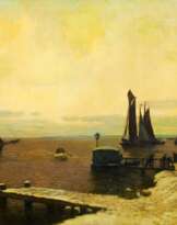 Küstenfischer vor der Mole von Hiddensee