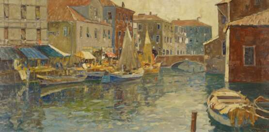 Mercker, Erich. Marktstände am Kanal in Chioggia - Foto 1