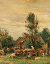 Viehmarkt am Rande des Dorfes