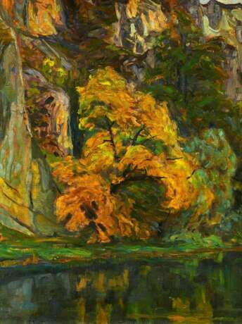 Voltz, Вильгельм. Herbstlicher Baum vor Felswand - фото 1