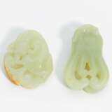 Zwei Jade-Anhänger: Buddha Hand-Zitrone und Lingzhi-Pilz mit Katze - photo 1
