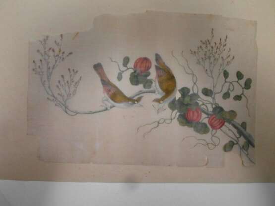 Drei Malereien mit Vogelpaaren auf Zweigen - Foto 3