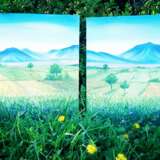 “Green pastures. Diptych.” Canvas Oil paint Impressionist Landscape painting 2018 - photo 3