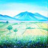 “Green pastures. Diptych.” Canvas Oil paint Impressionist Landscape painting 2018 - photo 4