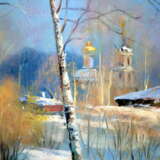 Зимний пейзаж. Февральская лазурь. Canvas Oil paint Realism Landscape painting 2019 - photo 2