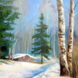 Зимний пейзаж. Февральская лазурь. Canvas Oil paint Realism Landscape painting 2019 - photo 3