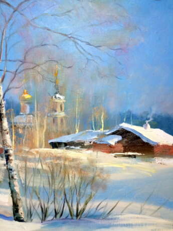 Зимний пейзаж. Февральская лазурь. Canvas Oil paint Realism Landscape painting 2019 - photo 4