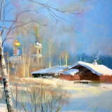 Зимний пейзаж. Февральская лазурь. Canvas Oil paint Realism Landscape painting 2019 - photo 4