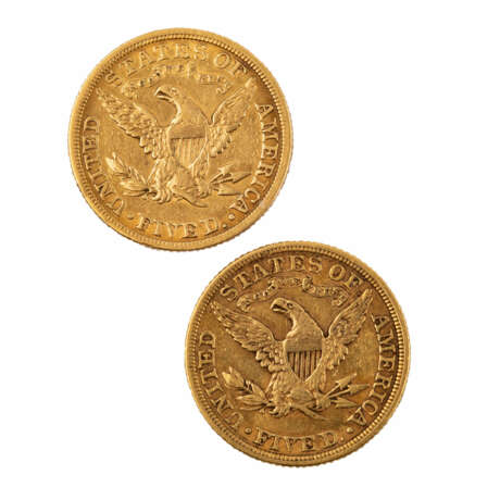 USA/GOLD - 2 x 5 Dollars 1880 Liberty Head, - фото 1