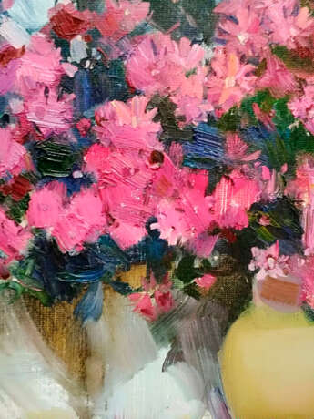 Розовые цветы Canvas Oil paint Impressionism Still life 2017 - photo 2