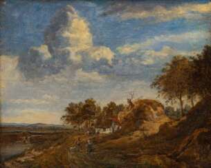 Maler des 19./20. Jahrhundert. 'Landschaft mit bäuerlicher Szene'.