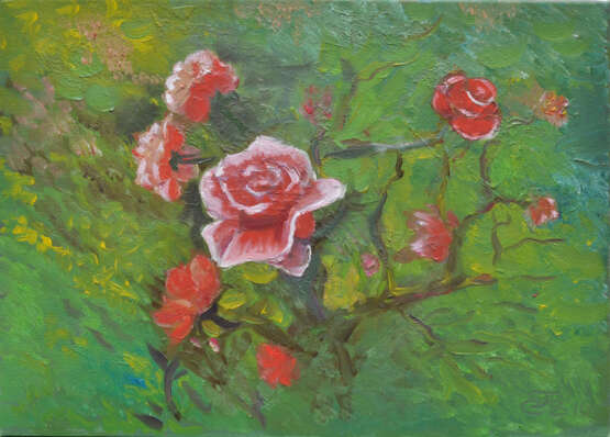 “Roses” Canvas Oil paint Impressionist Still life 2016 - photo 1