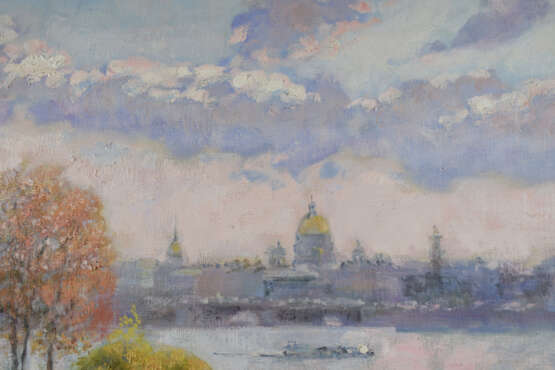 “Saint Petersburg view of hare island autumn” Canvas Oil paint Impressionist Landscape painting 2019 - photo 2