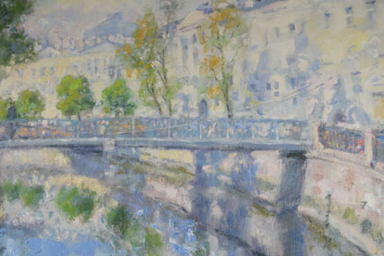Painting “Lion's bridge Saint Petersburg”, Canvas, Oil paint, Impressionist, Landscape painting, Russia, 2019 - photo 3