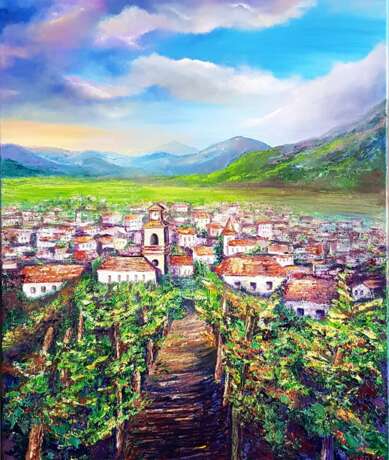 “Vineyards in the south of France.” Canvas Oil paint Impressionist Landscape painting 2019 - photo 1
