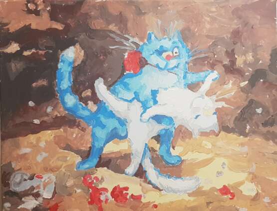 «le tango des chats» Toile Peinture acrylique Animaliste 2019 - photo 1