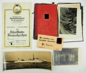 Schnellboot-Kriegsabzeichen Urkunde für einen Matrosenobergefreiten der 6. Schnellbootsflottille.