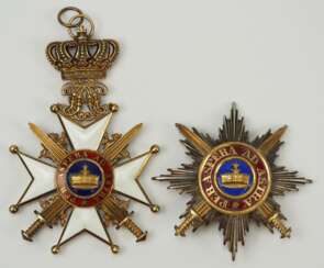 Mecklenburg-Schwerin: Hausorden der Wendischen Krone, Großkreuz Satz mit der Krone in Gold, mit Schwertern.