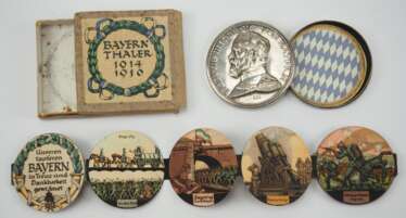 Bayern: Thaler 1916 - Steckmedaille, im Etui.