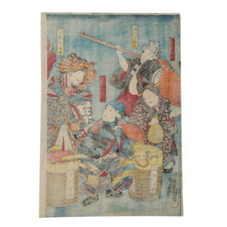 Neun Farbholzschnitte, JAPAN von UntertasseAGAWA TOYOKUNI (1769-1825). - Foto 3