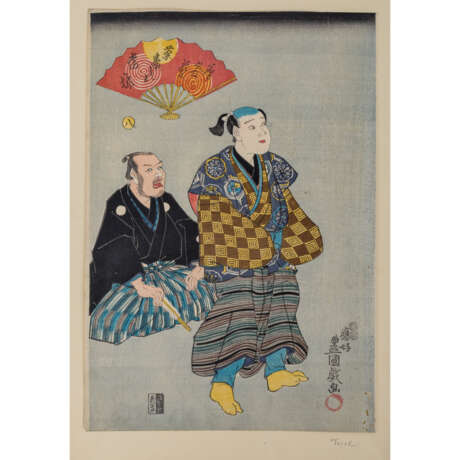 Neun Farbholzschnitte, JAPAN von UntertasseAGAWA TOYOKUNI (1769-1825). - Foto 4