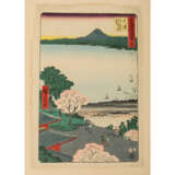 Vier Farbholzschnitte. JAPAN von UntertasseAGAWA HIROSHIGE (1797-1858). - Foto 3