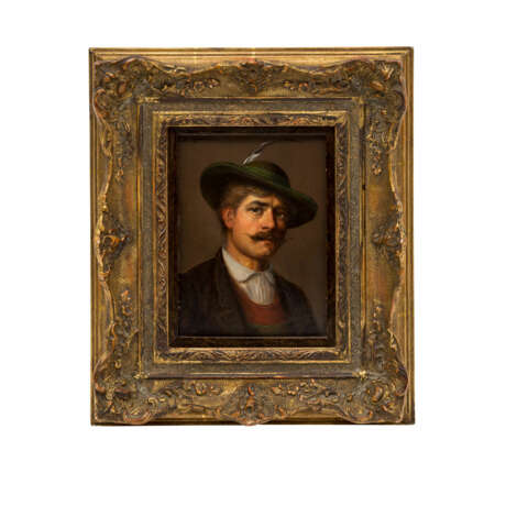 ROHAN / KOHAN, L. ? (undeutlich signiert, Maler/in 20. Jahrhundert), "Portrait eines junger Jägers", - фото 2