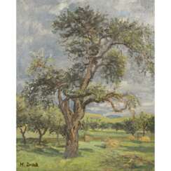 DRÜCK, Hermann, ATTRIBUIERT (1856-1931), "Sommerlandschaft mit Bäumen auf einer Wiese",