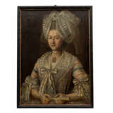 MALER des 18. Jahrhundert, "Dame in Rokokotracht mit weißer Spitzenhaube und -kragen", - photo 2