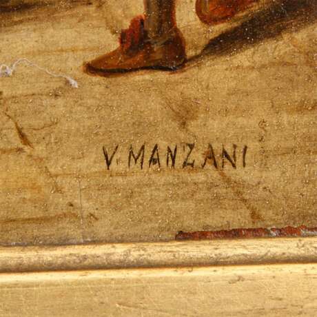 MANZANI, V. (Italien. Historismusmaler 19. Jahrhundert), "Landsknechte beim Würfelspiel im Burgkeller", - photo 3