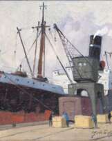 Frachtschiff und Kran