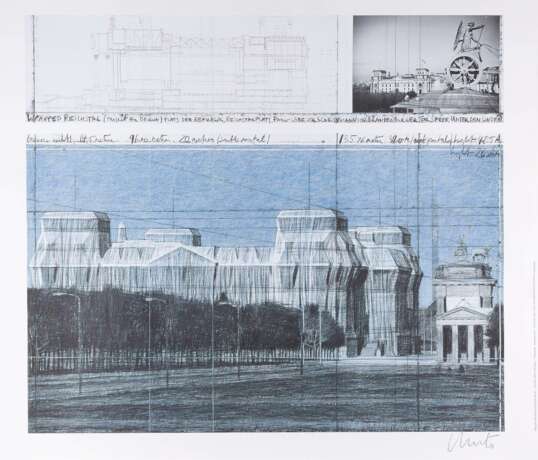 CHRISTO & JEANNE-CLAUDE 1935 Gabrowo, Bulgarien bzw. Casablanca - 2009 New York City 'WRAPPED REICHSTAG - PROJECT FOR BERLIN' - Foto 1