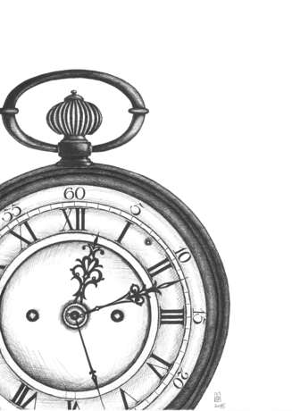 «Часы» Бумага Чернила Реализм Натюрморт 2015 г. - фото 1